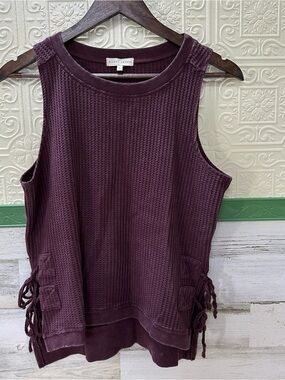 Gilded Intent Waffle-Knit Sleeveless Top